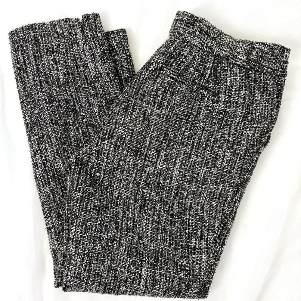 Talbots Hampshire Metallic Tweed Ankle Pant Size 4P Black Sequin Festive Holiday